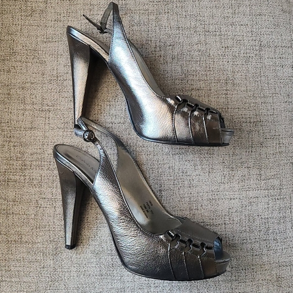 CK Metallic Sliver high heel slingback shoes - Picture 1 of 9